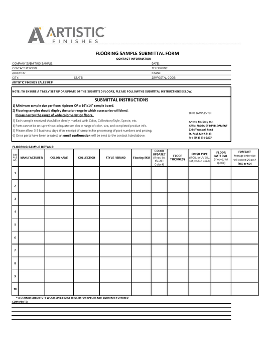 Sample Submittal Form Image